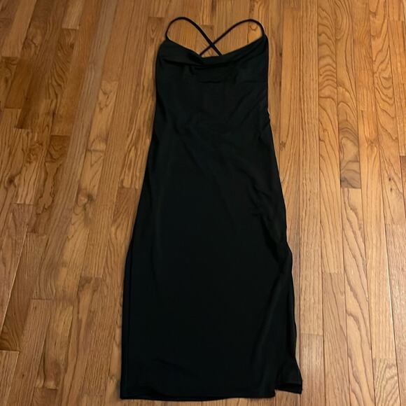 Abercrombie & Fitch Cowl Neck Strappy Midi Dress Black Size MT - Picture 9 of 12